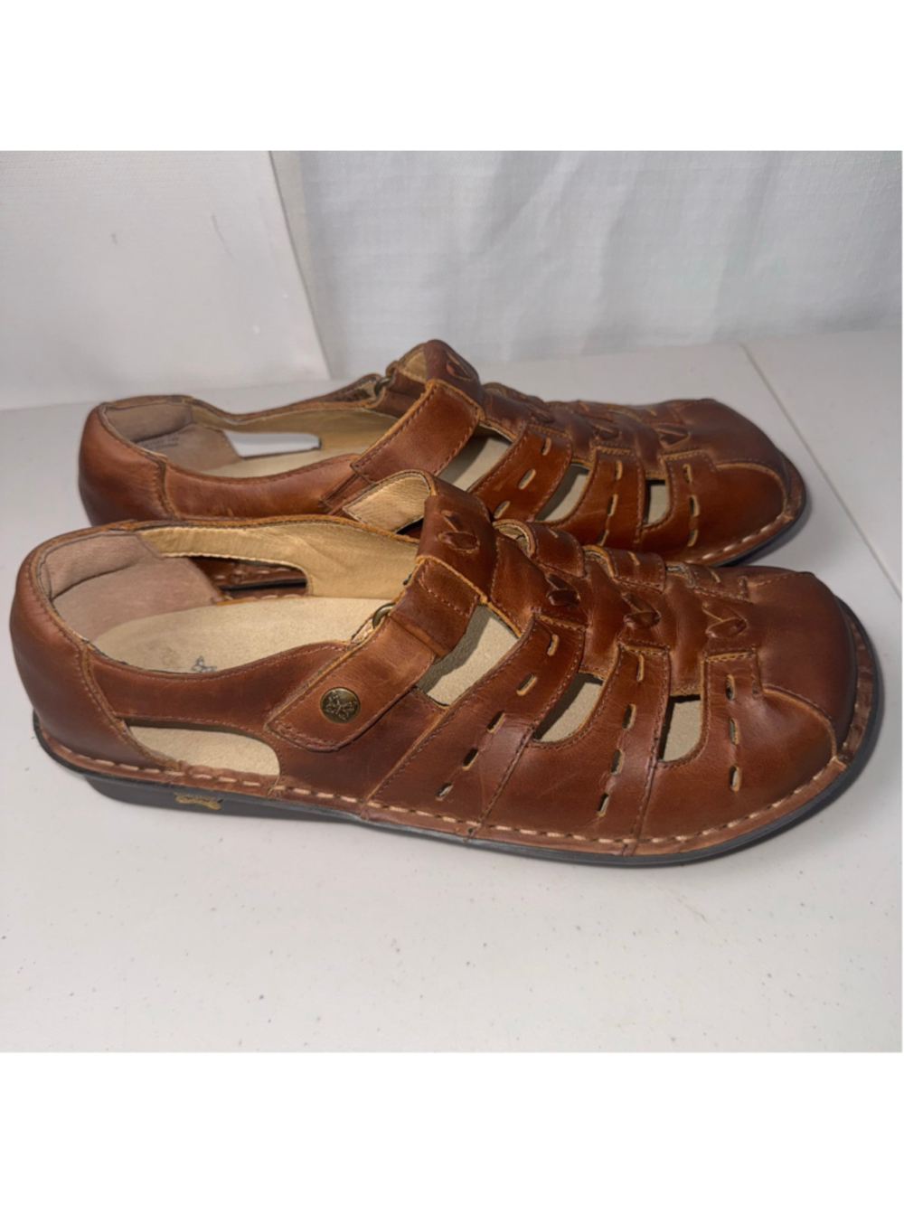 Alegria Pesca Fishermans Sandals in Cognac Leather Casual Comfort Size 10.5-11 - Picture 2 of 8